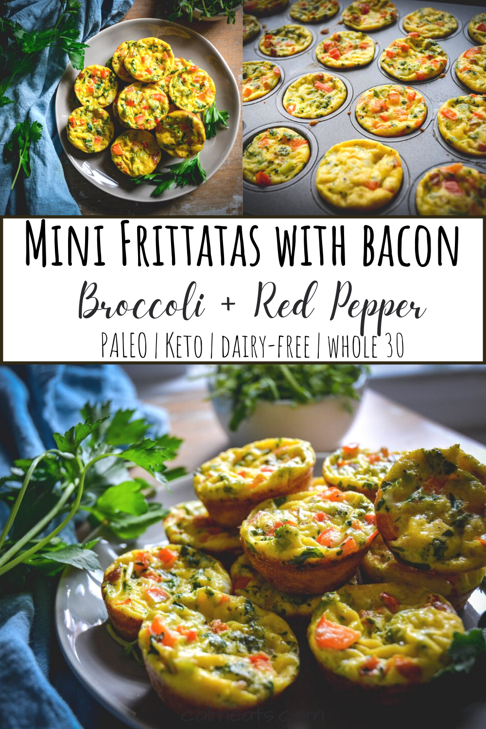 Easy Mini Frittatas with Bacon Broccoli and Red Pepper - Calm Eats