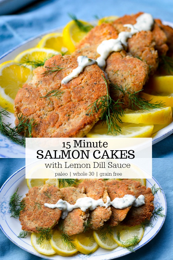 Healthy Salmon Cakes with Lemon Dill Sauce - Calm Eats