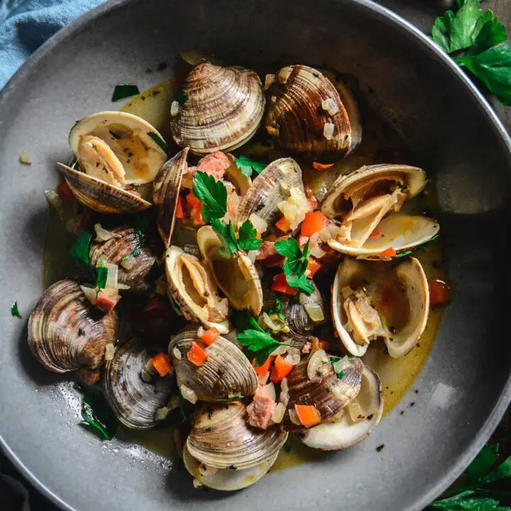 Chorizo and Littleneck Clams in Red Pepper Broth