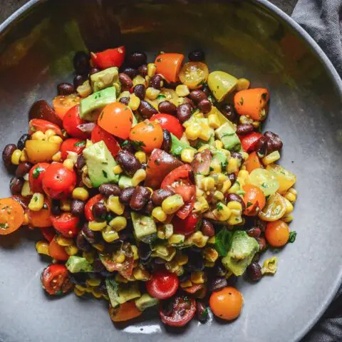 Mexican Tomato Salad with Black Beans, Corn and Avocado