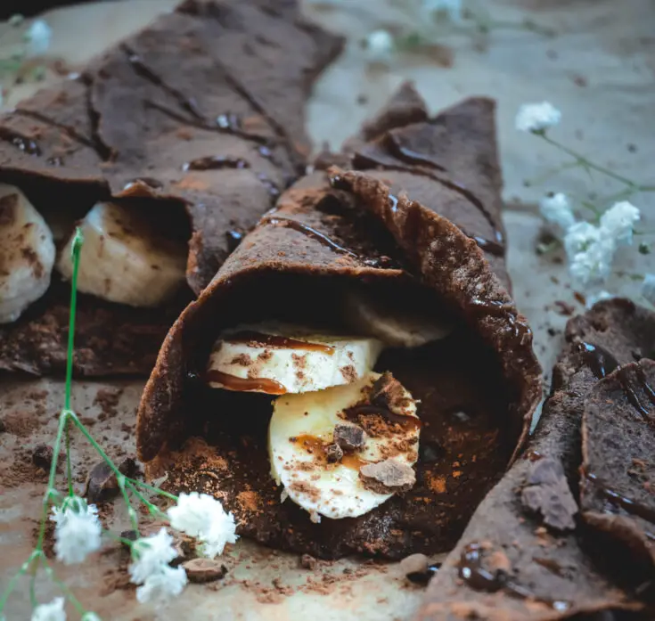 Paleo Chocolate Crepes with Salted Caramel