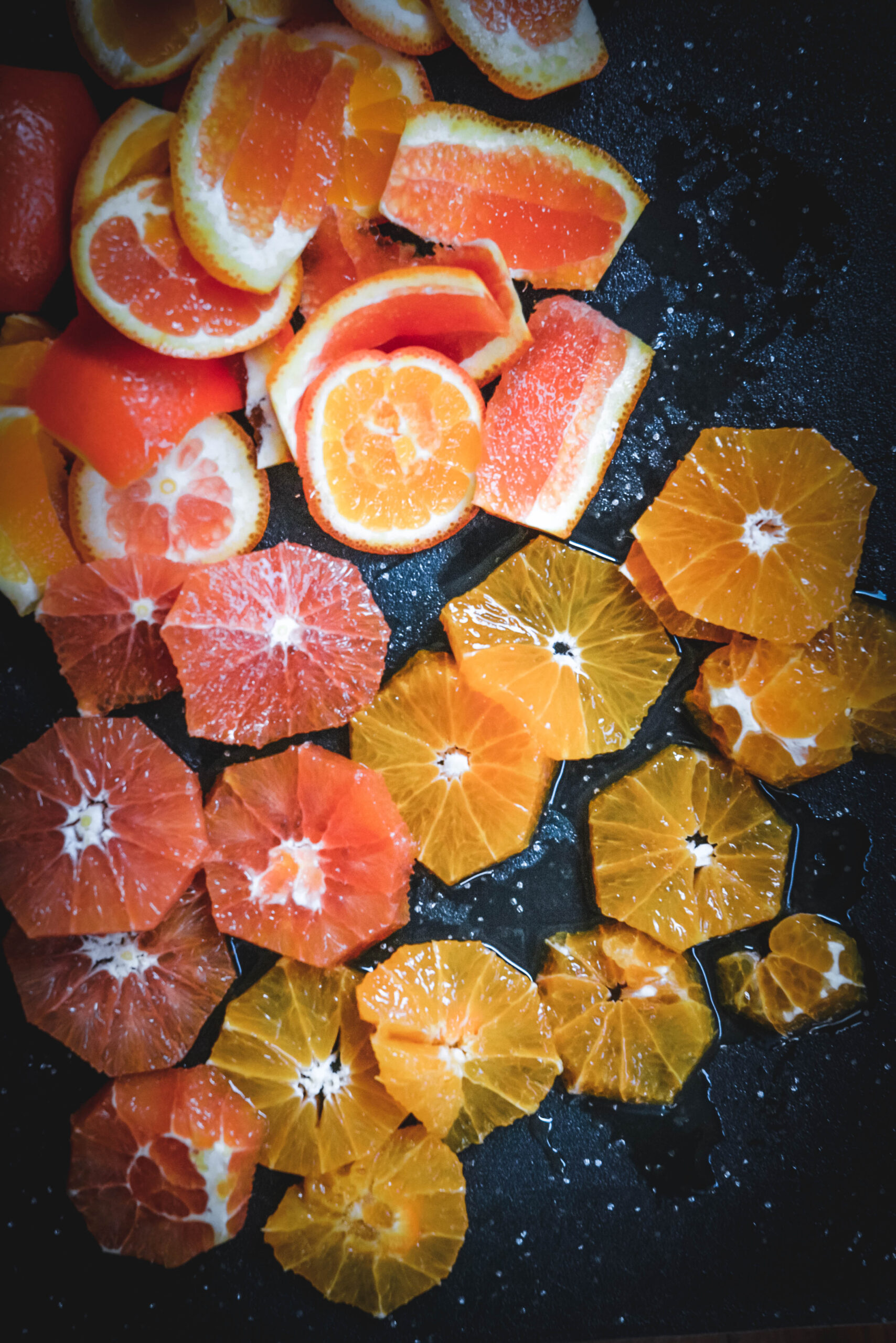 peeled and sliced citrus 