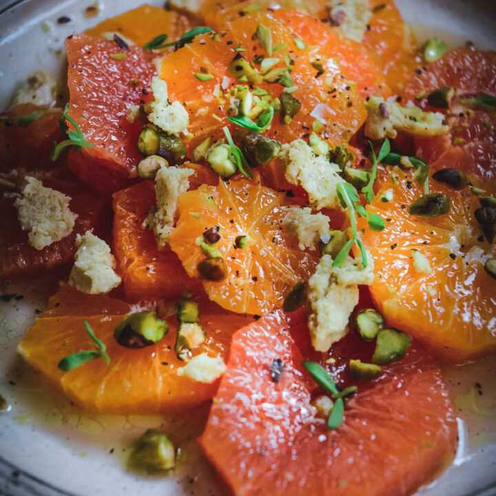 Citrus Salad with Cashew Cheese and Toasted Pistachios