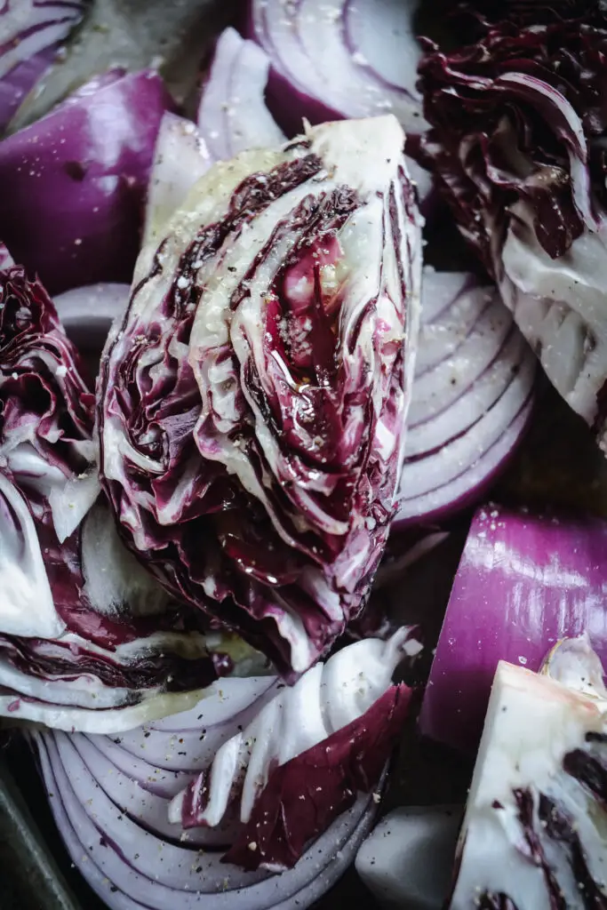 red lettuce and onion