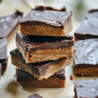 No-Bake Almond Butter Bars with Salted Chocolate 