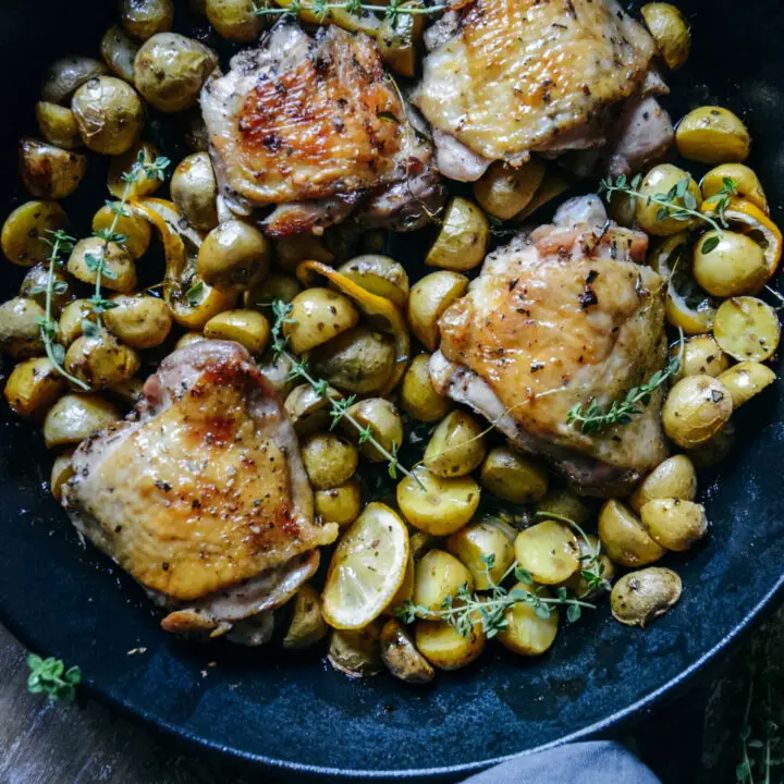One Pan Greek Lemon Chicken with Baby Potatoes