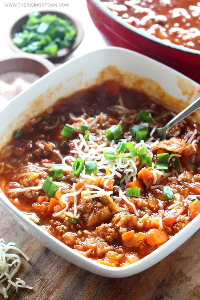 beef stew in bowl with spoon