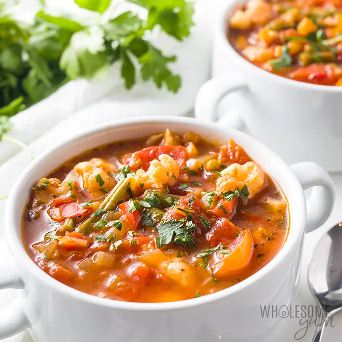 vegetable soup in mug