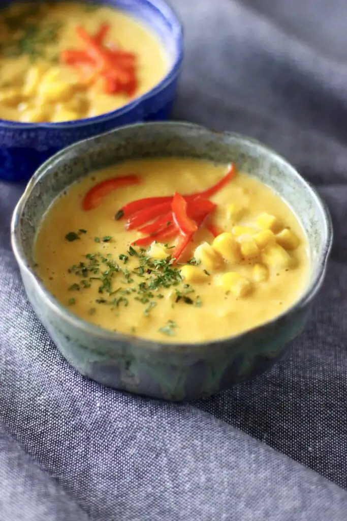 corn chowder in bowl