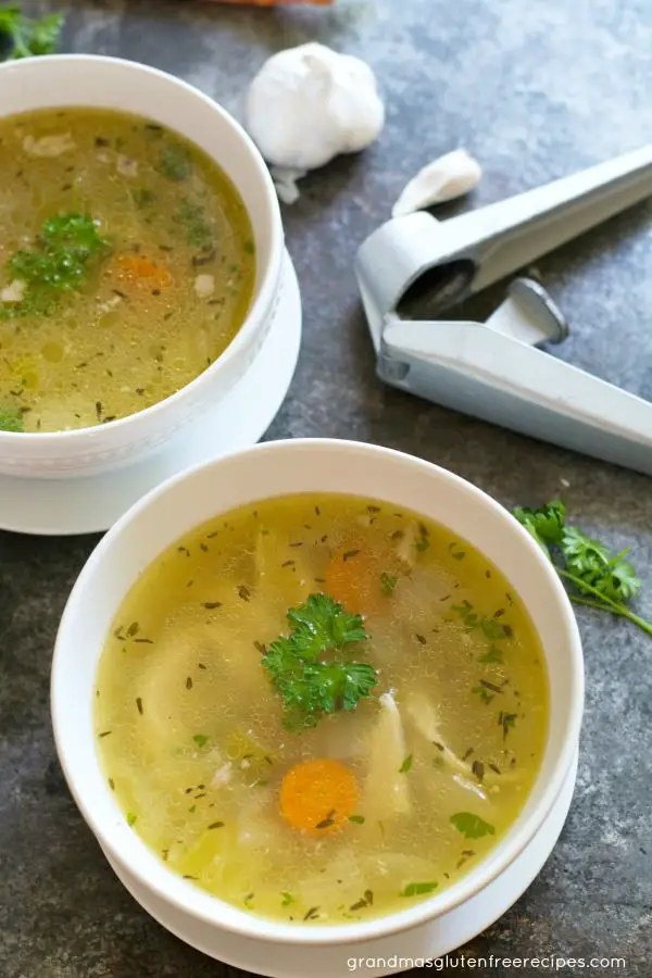 Chicken noodle soup in 2 bowls