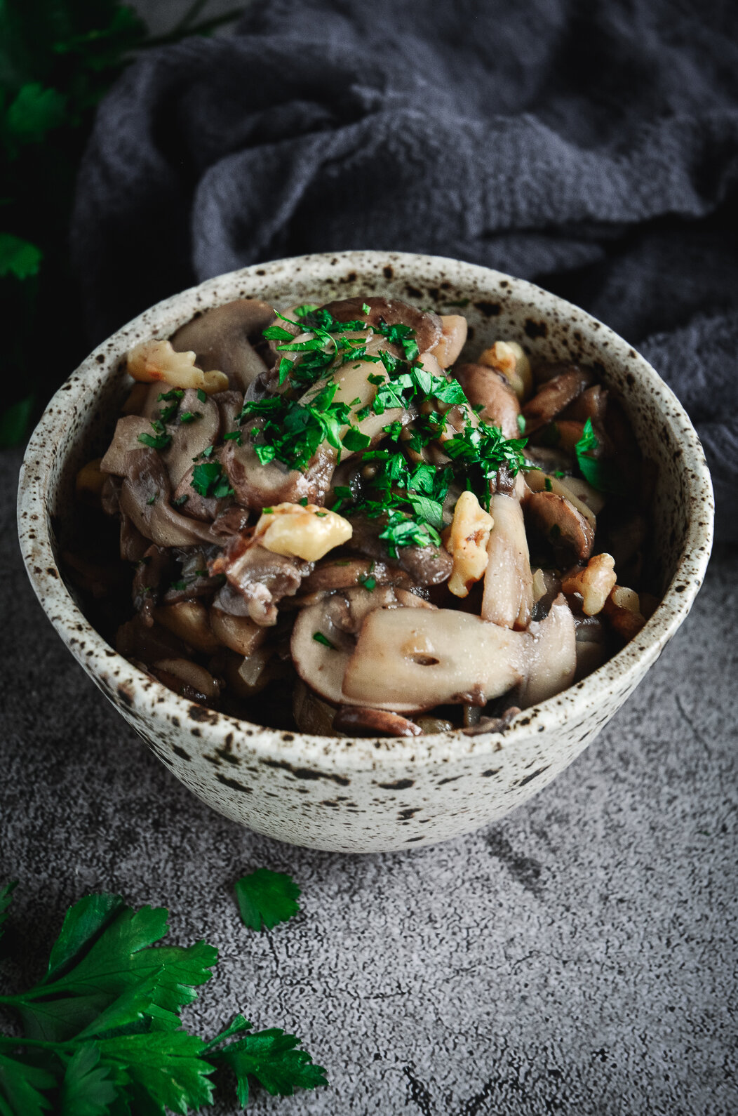 Sautéed mushrooms in bowl