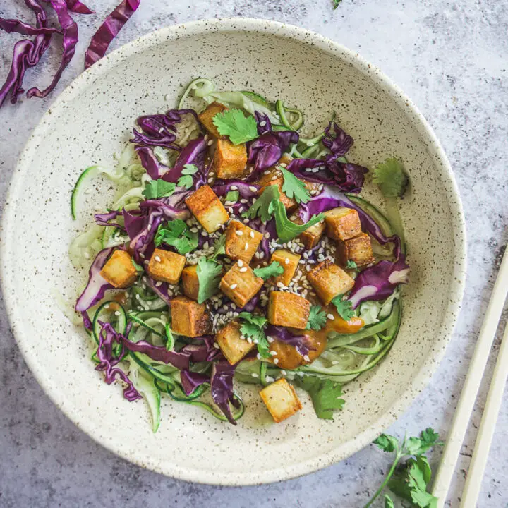 Zoodles with Thai Peanut Sauce and Tofu