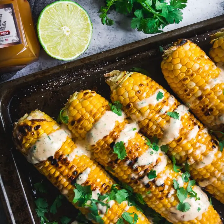 Grilled Corn with Spicy Habanero Honey Mayo