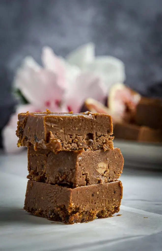 Stacked vegan chocolate fudge