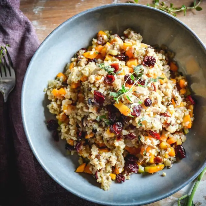 Paleo Cranberry Sage Cauliflower Stuffing