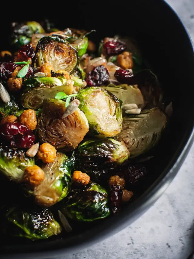 Roasted Brussels Sprouts with Crispy Chickpeas