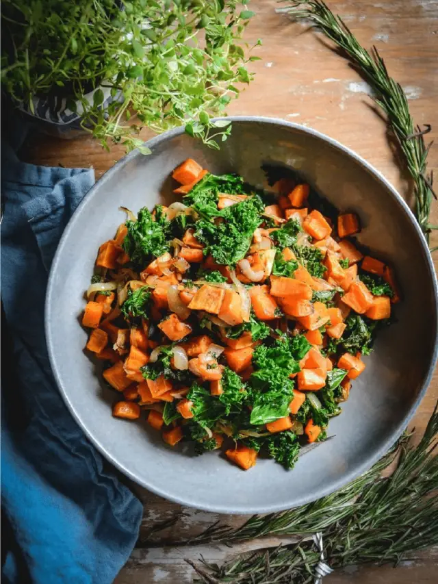 Sweet Potato, Kale and Onion Sautee