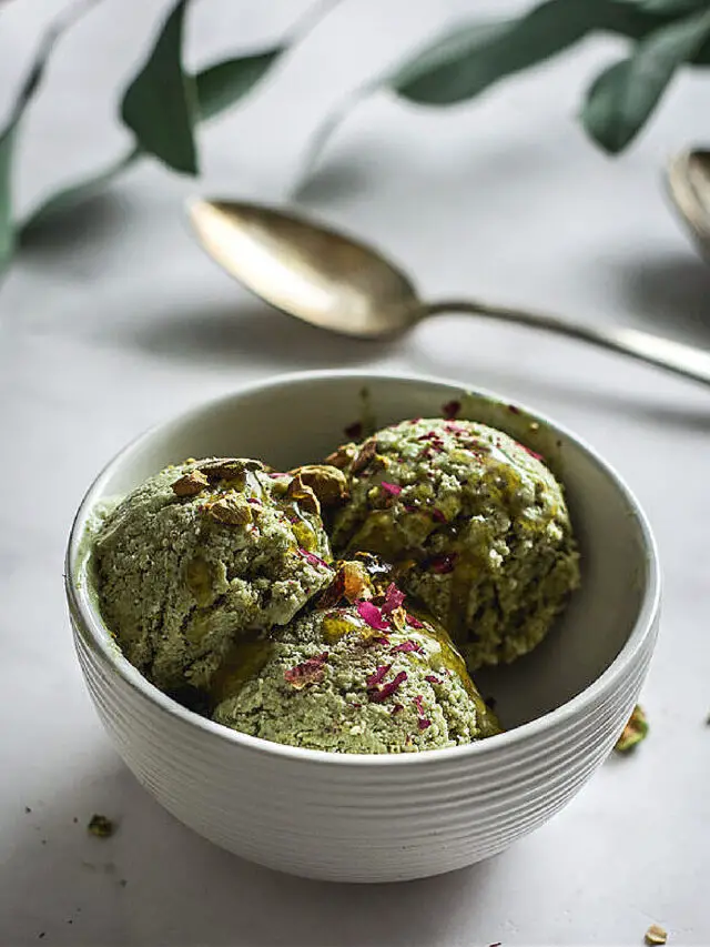 No Churn Matcha Pistachio Ice Cream