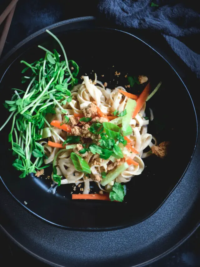 Tahini Rutabaga Noodles + Cashew Crumble