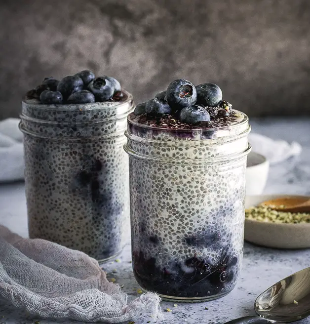 Easy Fiber Rich Blueberry Chia Seed Pudding