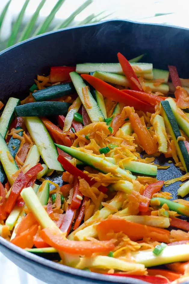 vegetables in a pan