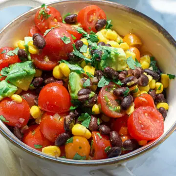 Mexican Tomato Salad with Black Beans, Corn and Avocado - Calm Eats