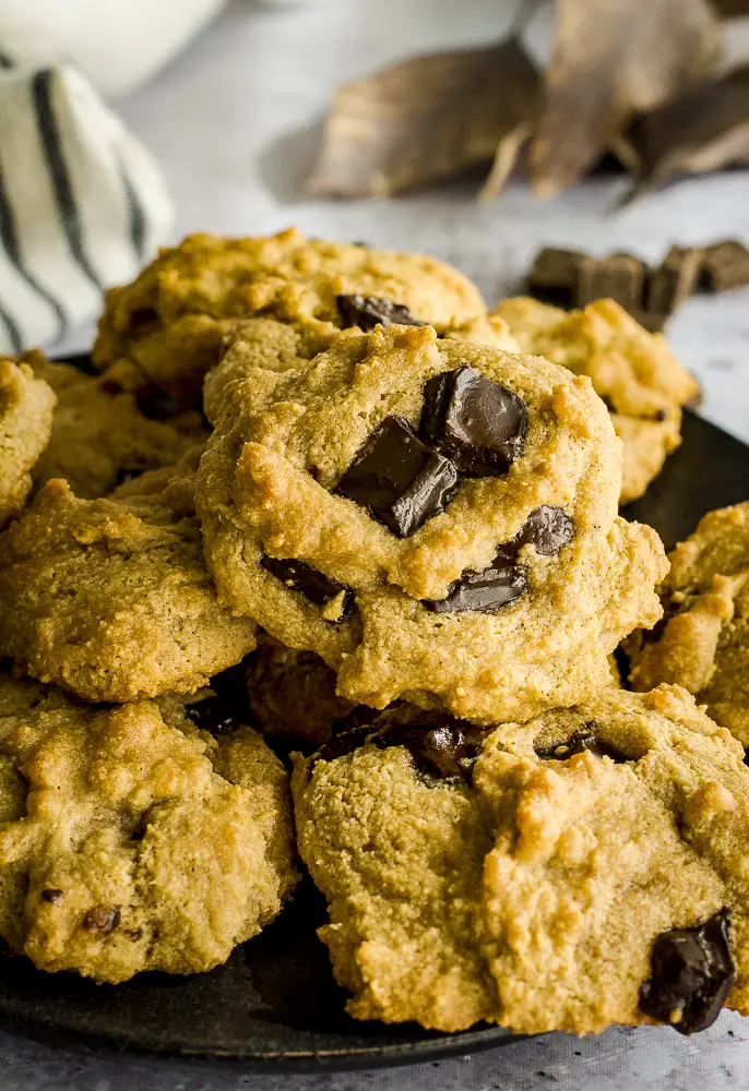 cookies on a plate with chocolate chunks 