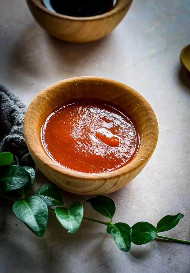 little bowl with red sauce