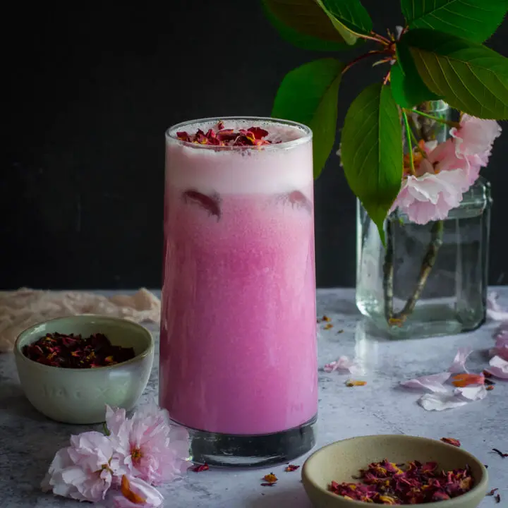 Dragonfruit Hibiscus Rose Iced Latte - Two Ways
