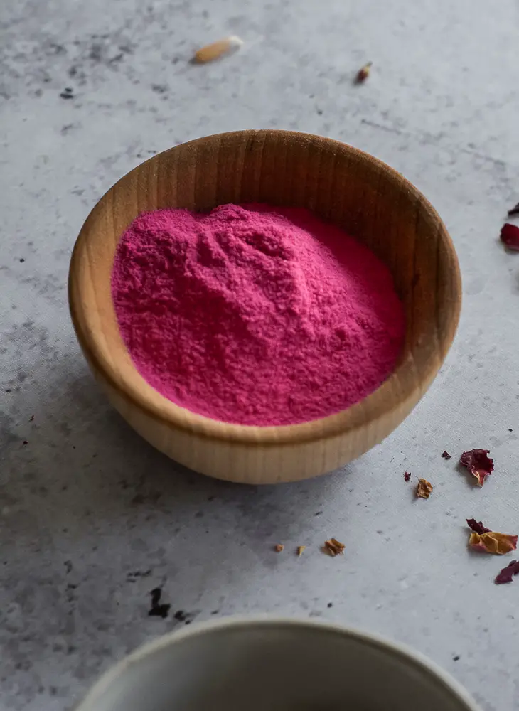 pink powder in a small bowl 