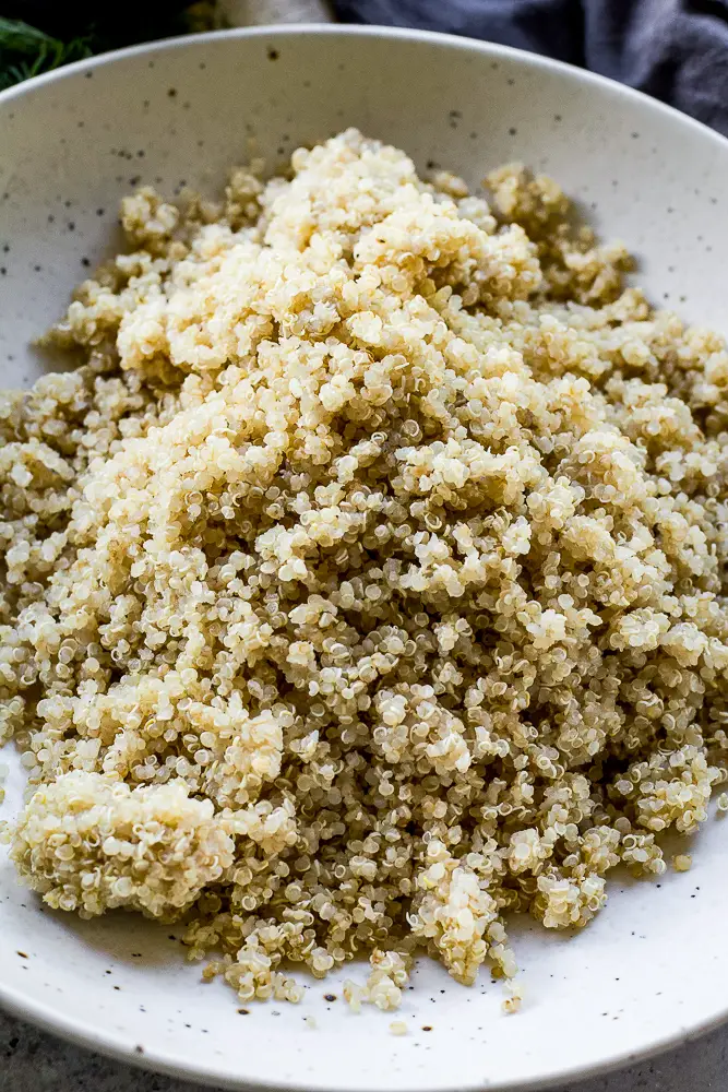 quinoa in a bowl, cooked