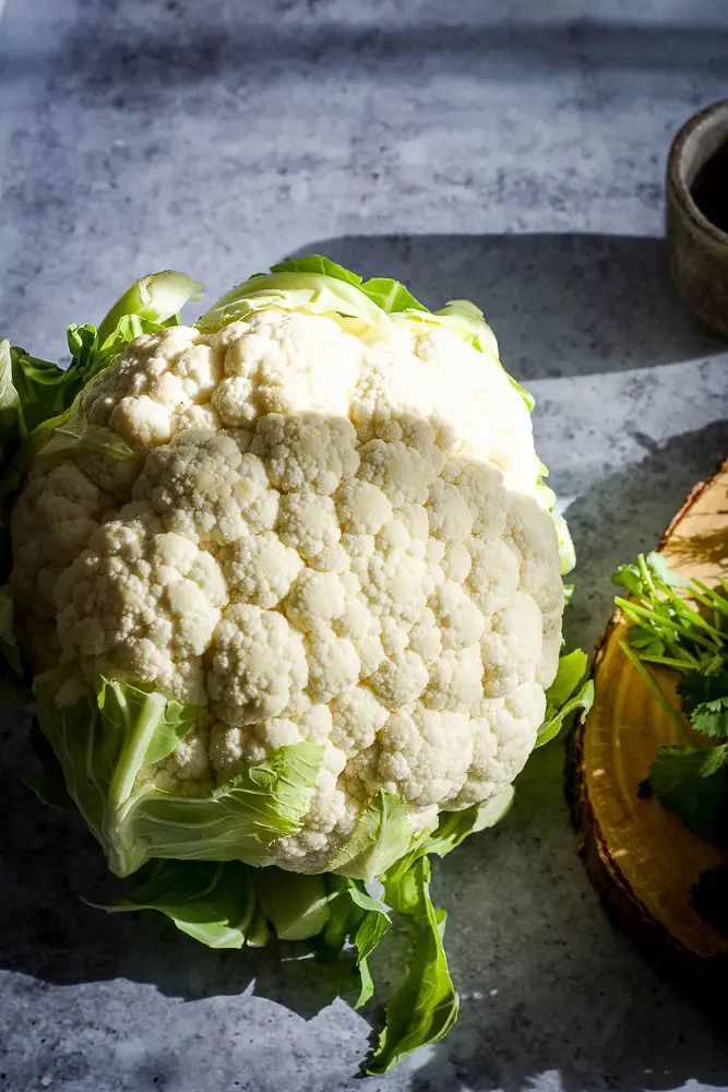 head of cauliflower on a table