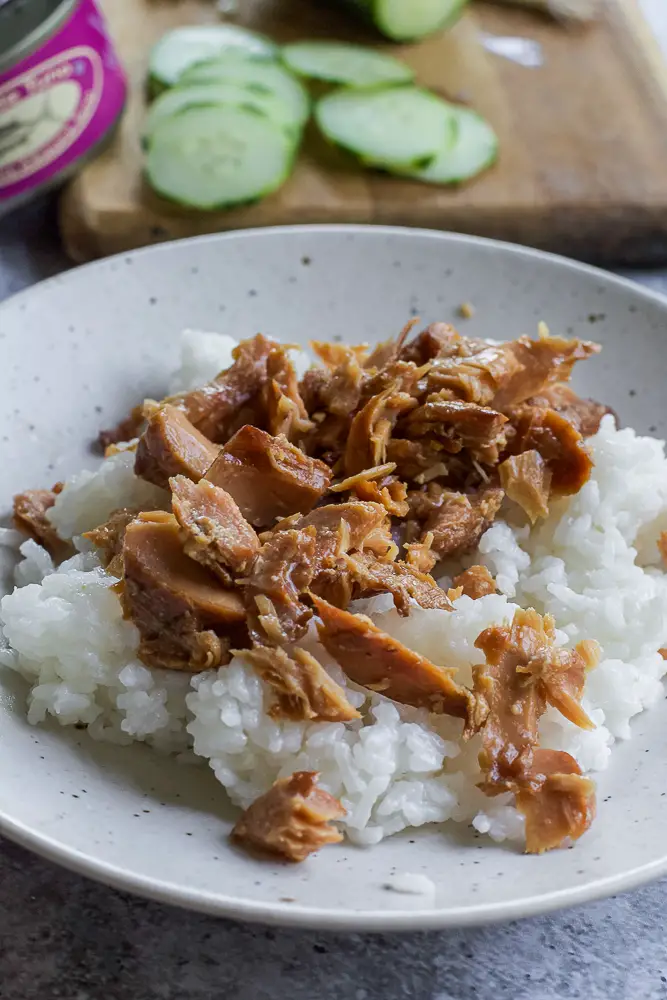 rice and tuna in a bowl