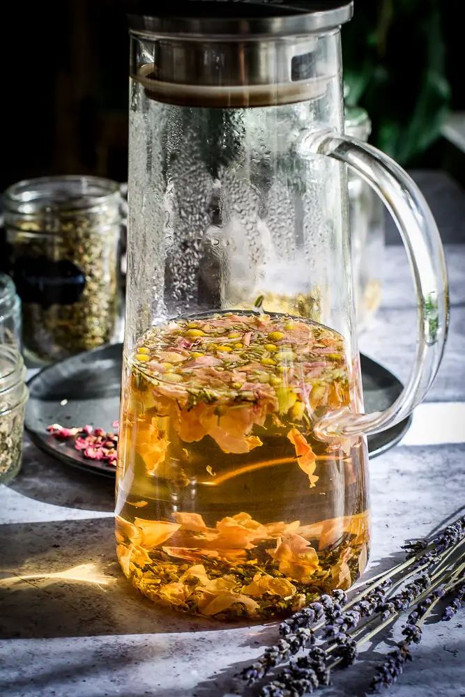 herbs being steeped for tea