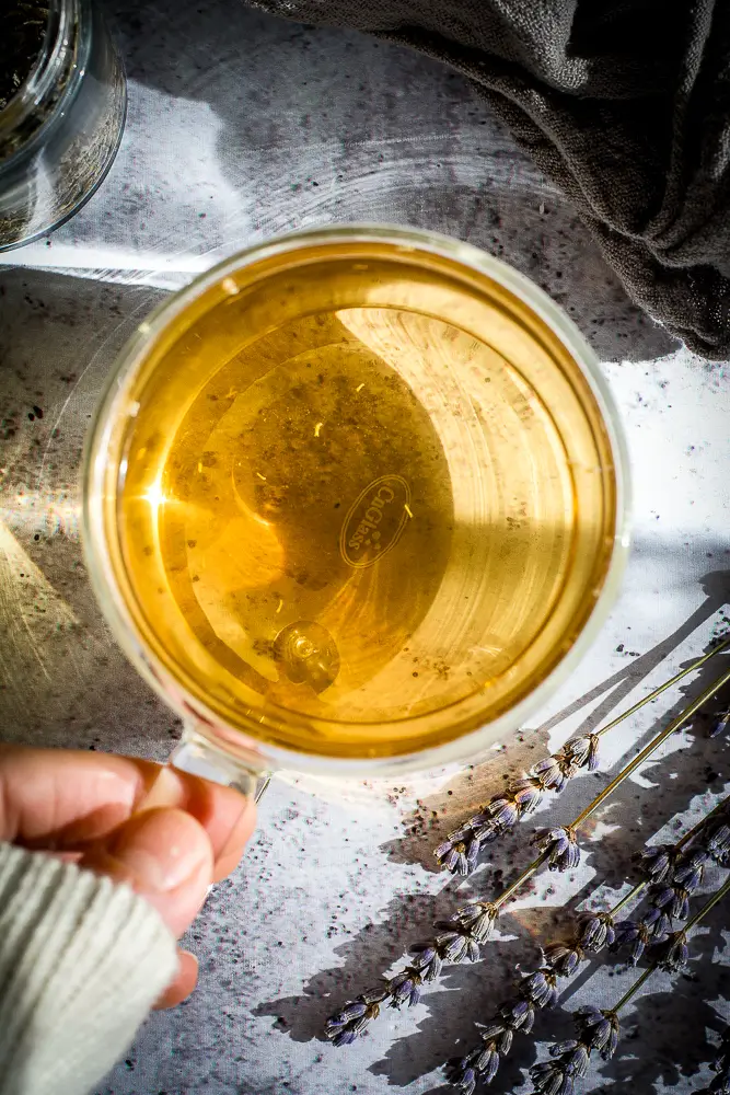 yellow liquid in a clear mug