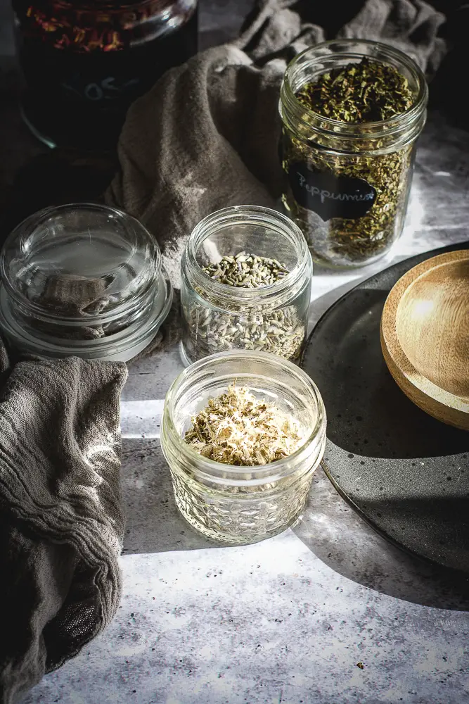 herbs in jars