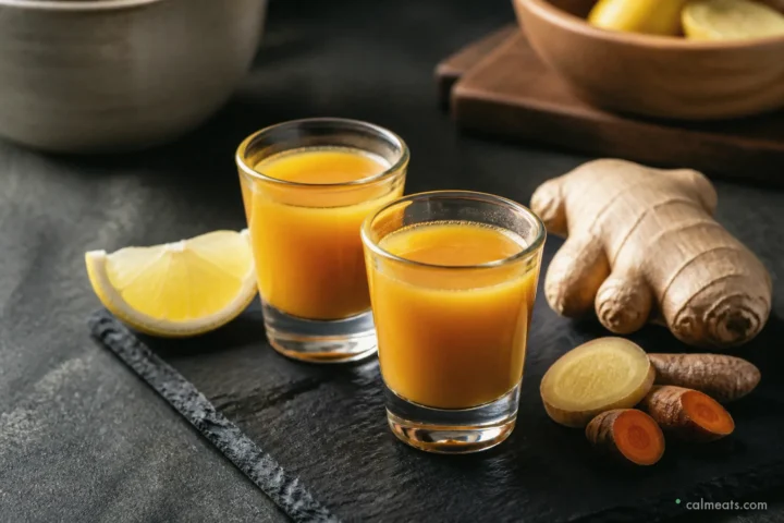 Ginger turmeric shot recipe with cayenne and lemon